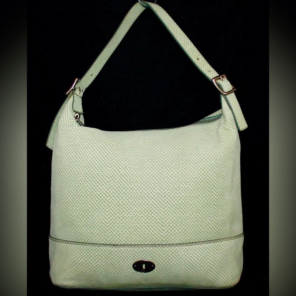 FOSSIL Marlow Sage Green Soft Snake Bag Embossed Leather Hobo ZB8554